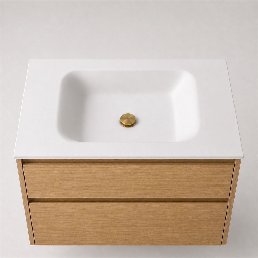 Corian Waschtischplatte 82 cm inkl. Lux-Becken, Glacier White